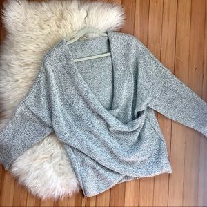 Heather Grey/Black/White Wrap Sweater - Like New!